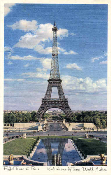 SN - TWA, Trans World Airlines  e a Torre Eifel em Paris - Edio TWA - Dim. 14x8,9 cm - Col A Monge da Silva (c. 1948)