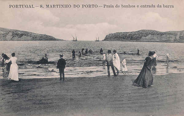 SN - Portugal. S. Martinho Porto. Praia de banhos e entrada da barra - Editor Alberto Malva - Dim.9x14 cm. - Col. M. Chaby