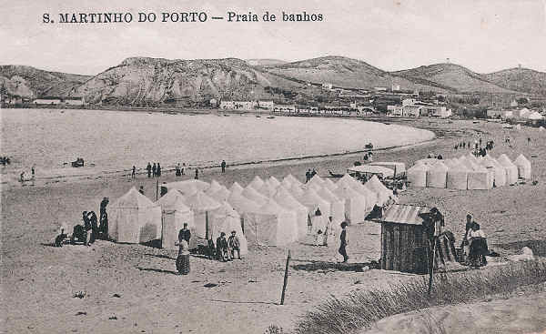 N 1 - Portugal. S. Martinho Porto. Praia de banhos - Editor Alberto Malva (1920) - Dim. 9x14 cm  - Col. Miguel Chaby