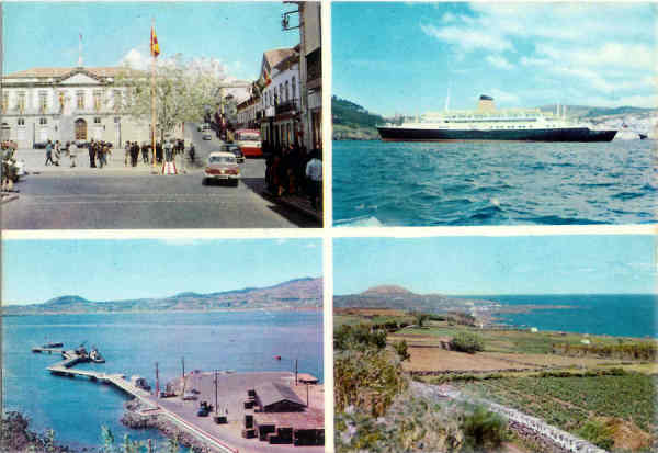 SN - Ilha Terceira. Pç. Restauração, Baia de Angra, Praia da Victoria, Porto Martins - Ed. Foto. Lilaz-Angra - SD - Dim. 15,0x10,6 cm - Col. Ponte