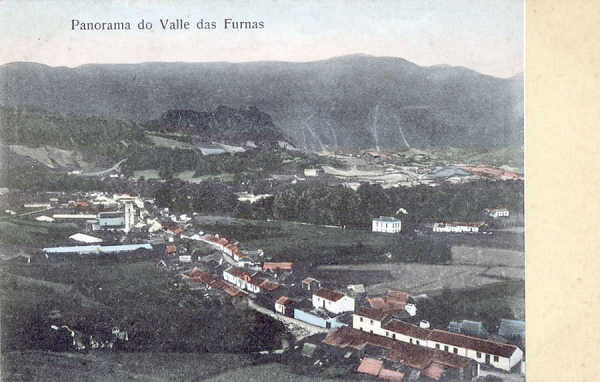 Nº 1- SÃO MIGUEL. Furnas. Panorama do Valle - Colecção J J da Costa Jr, São Miguel - Dim. 13,8x8,7 cm - Col. A. Monge da Silva (c. 1910)