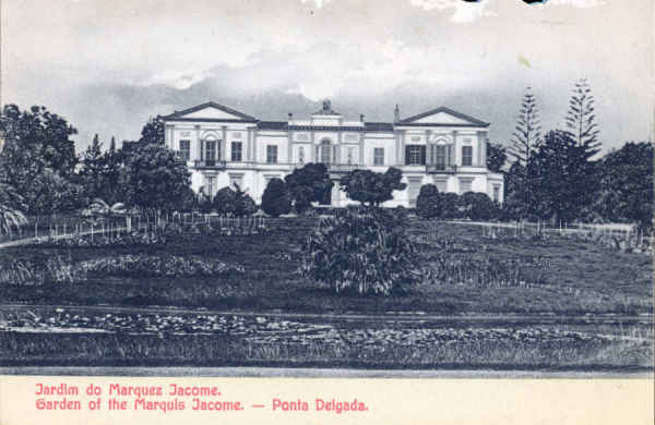 SN - SÃO MIGUEL. Ponta Delgada, Jardim do Marquez Jacome - Edição anónima - Dim.13,8x9,1 cm - Col. A. Monge da Silva (cerca de 1909)