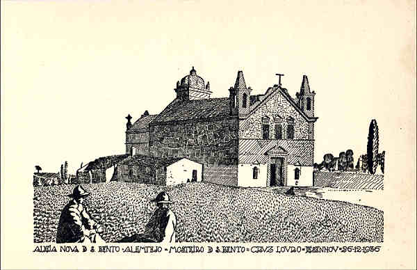 SN - ALDEIA NOVA DE SO BENTO. Convento de So Bento - Edio FRANCISCO DA CRUZ LOURO (desenho de 1936) - SD - Dim. 13,8 x 8,9 cm - Col. A. Monge da Silva.