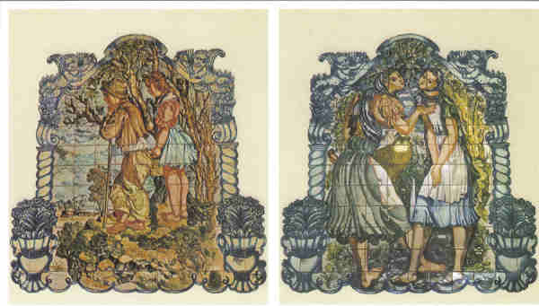 N 18 - Curia. No trio Ferrovirio Painel de Azulejos de Jorge Barradas - Ed. C P - Dim. 14.8x10,5 cm. - Col- Alberto Simes 423