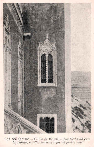 SN - Portugal. Caldas da Rainha. Foz do Arelho. Um trecho da casa Grandella, janella renascena que d para o mar - Editor Casa Grandella (1920) - Dim. 14x9 cm - Col. Diamantino Fernandes