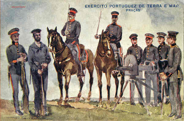 SN - Exercito Portuguez de Terra e Mar. Praas - Editor Saphera Costa, Rua Augusta, Lisboa - Dim. 14 9 cm - Col. Amlcar Monge da Silva (cerca de 1905)