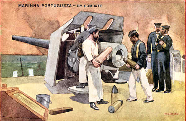 SN - Marinha Portuguesa. Em combate - Editor Saphera Costa, Rua Augusta, Lisboa - Dim. 14 9 cm - Col. Amlcar Monge da Silva (cerca de 1905)