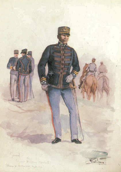 N 10 - General (Pequeno uniforme) Tabela B; Plano de Uniformes 1911 - Edio Museu Militar, 1989 - Dim. 14,8x10,4 cm -  Aguarela de Alberto de Sousa - Col. Amlcar Monge da Silva