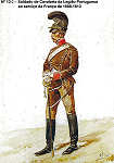 N 13-2 - Soldado de Cavalaria da Legio Portuguesa ao servio da Frana de 1808/13 - Aguarela do Cor. Ribeiro Artur - Edio Jornal do Exrcito, 1983 - Dim. 15x10,5 cm - Col. A. Monge da Silva.