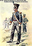 N 60 - Oficial de Infantaria de Linha n 11, 1834, Grande uniforme da companhia de atiradores - Aguarela do Cor. Ribeiro Artur - Edio Jornal do Exrcito S/D (1983?) - Dim. 15x10,3 cm - Col. A. Monge da Silva.