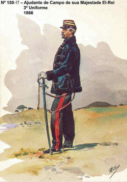 N 150-17 - Ajudante de Campo de sua Majestade El-Rei, 3 uniforme, 1866 - Aguarela do Cor. Ribeiro Artur - Edio Jornal do 