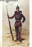 N 153-17 - Soldado de Caadores, 1869 - Aguarela do Cor. Ribeiro Artur - Edio Jornal do Exrcito, 1985 - Dim. 15x10,3 cm - Col. A. Monge da Silva