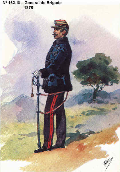 N 162-18 - General de Brigada, 1878 - Aguarela do Cor. Ribeiro Artur - Edio Jornal do Exrcito, 1985 - Dim. 15x10,3 cm - Col. A. Monge da Silva