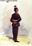 N 169-19 - Soldado de Infantaria, 1885 - Aguarela do Cor. Ribeiro Artur - Edio Jornal do Exrcito, 1985 - Dim. 15x10,3 cm - Col. A. Monge da Silva