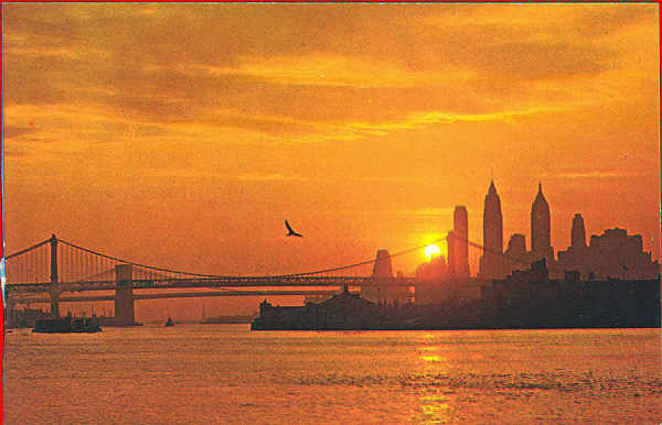 N P60303 - Sunset over NY City - Editor Ogden Foods Service Corp. - Dim. 13,9x9 cm - Col. A. Monge da Silva (cerca de 1980)