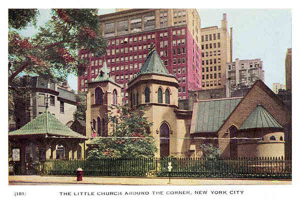 P 103 - New York City; c.1950 - The Little Church Around the Corner - Editor The American News Co, New York - Dim. 15,3x10,2 cm -  Col. A. Monge da Silva (cerca de 1950)