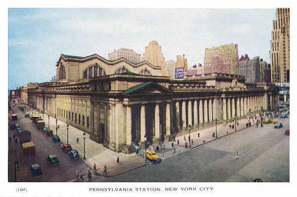 P 104 - New York City; c.1950 - Pennsylvania Station - Editor The American News Co, New York - Dim. 15,3x10,2 cm - Col. A. Monge da Silva (cerca de 1950)