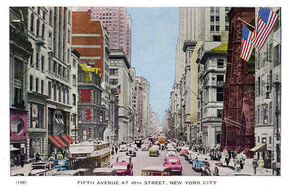 P 108 - New York City; c.1950 - Fifth Avenue at 49th Street - Editor The American News Co, New York - Dim. 15,3x10,2 cm - Col. A. Monge da Silva (cerca de 1950)