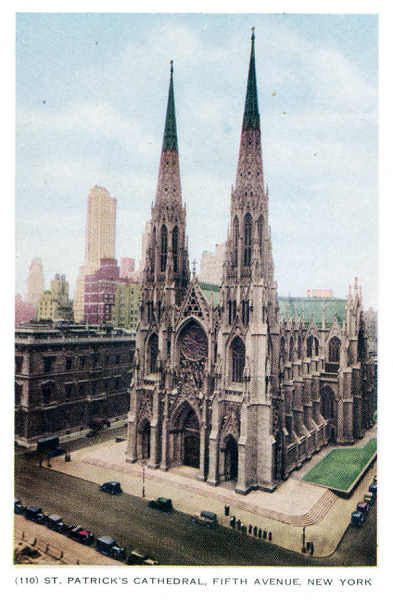 P 110 - New York City; c.1950 - St Patricks Cathedral - Editor The American News Co, New York - Dim. 15,3x10,2 cm - Col. A. Monge da Silva (cerca de 1950)