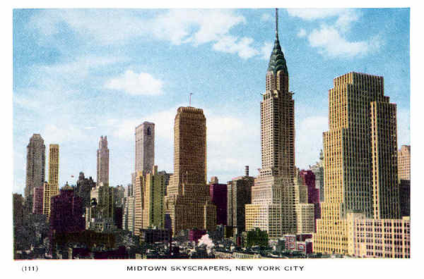 P 111 - New York City; c.1950 - Midtown Skyscrapers - Editor The American News Co, New York - Dim. 15,3x10,2 cm - Col. A. Monge da Silva (cerca de 1950)