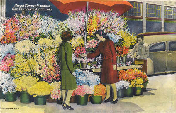 SF01 - San Francisco - Street Flower Vendors - Edio annima Foto de Redwood Empire Assm - Dim. 13,7x8,8 cm - Col. Amlcar Monge da Silva (1940)