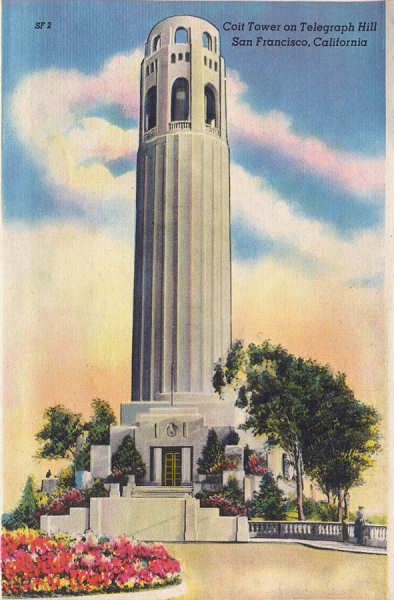 SF02 - San Francisco - Coit Tower on Telegraph Hill - Edio annima Foto de Redwood Empire Assm - Dim. 13,7x8,8 cm - Col. Amlcar Monge da Silva (1940)