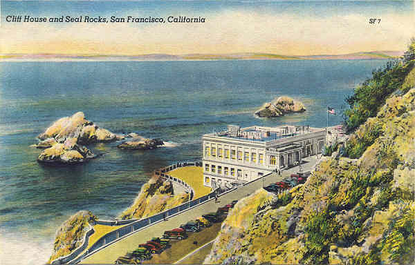 SF07 - San Francisco - Clif House and Seal Rocks - Edio annima Foto de Redwood Empire Assm - Dim. 13,7x8,8 cm - Col. Amlcar Monge da Silva (1940)