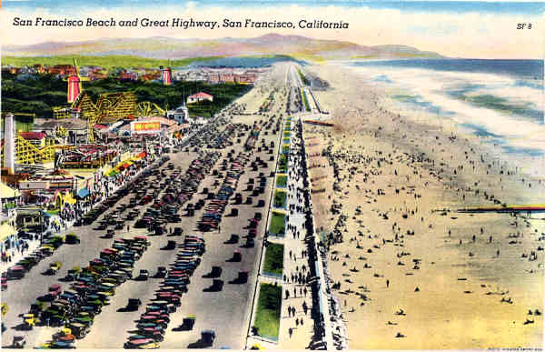 SF08 - San Francisco - Beach and Great Highway - Edio annima Foto de Redwood Empire Assm - Dim. 13,7x8,8 cm - Col. Amlcar Monge da Silva (1940)