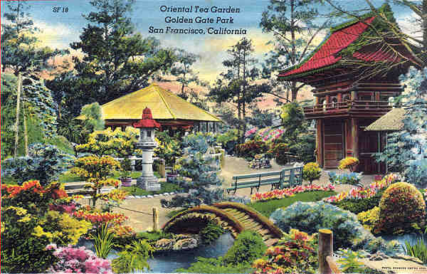 SF18 - San Francisco - Oriental Tea Garden,Golden Gate Park - Edio annima Foto de Redwood Empire Assm - Dim. 13,7x8,8 cm - Col. Amlcar Monge da Silva (1940)