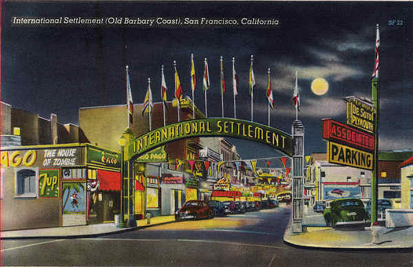 SF22 - San Francisco - International Settlement (Old Barbary Coast) - Edio annima Foto de Redwood Empire Assm - Dim. 13,7x8,8 cm - Col. Amlcar Monge da Silva (1940)
