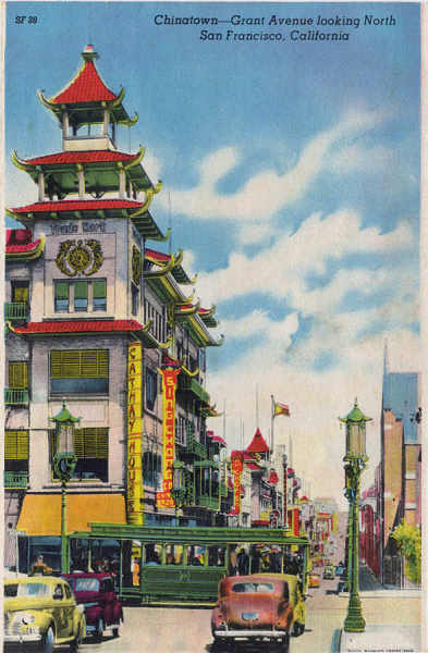 SF38 - San Francisco - Chinatown, Grant Avenue - Edio annima Foto de Redwood Empire Assm - Dim. 13,7x8,8 cm - Col. Amlcar Monge da Silva (1940)