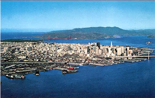 N C31103 - San Francisco's Bay Bridge and Golden Gate - Editor Smith Novelty Co, San Francisco - Dim. 14x9 cm - Col. Amlcar Monge da Silva (- Adquirido em 1979)