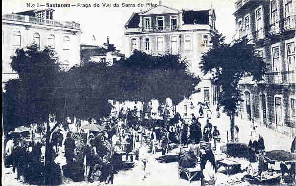 N 1 - SANTAREM. Praa do Visconde da Serra do Pilar - Edio Luiz Filipe Baptista & Cia - SD - Dim. 13,9x8,9 cm - Col. A. Monge da Silva (1925)