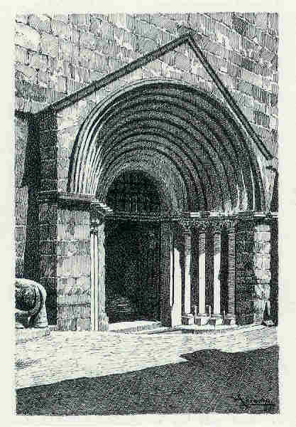 N 2 - Igreja de S. Joo do Alporo - Desenho de Arsnio da Ressurreio - Edio Associao de Estudos e Defesa do Patrimnio Histrico-Cultural de Santarm - 1990 - Dim. 10,5x15,1cm - Col. Miguel Soares Lopes