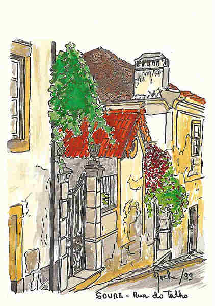 N 3 - Rua do Talho - Aguarelas e Desenhos de FASilvaRocha (1999) - Ed Autor - 10,5x15 cm. - Col. Silva Rocha