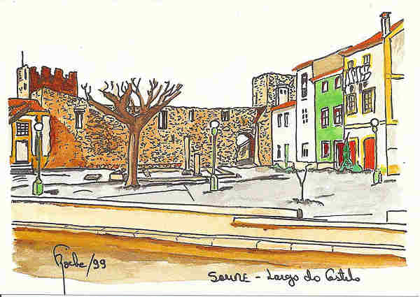 N 6 - Largo do Castelo - Aguarelas e Desenhos de FASilvaRocha (1999) - Ed Autor - 10,5x15 cm. - Col. Silva Rocha