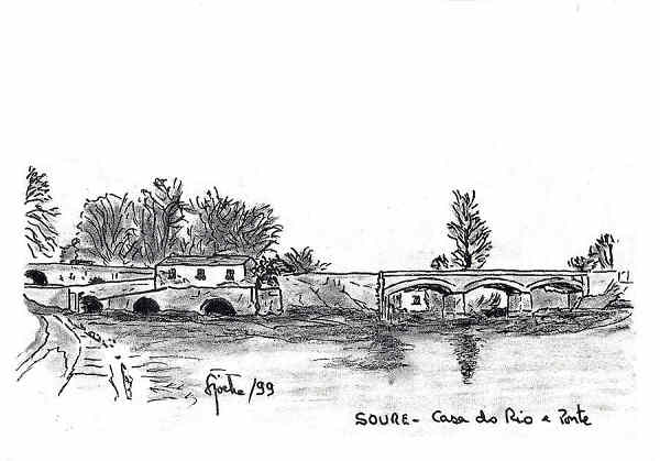 N 8 - Casa do rio e ponte - Aguarelas e Desenhos de FASilvaRocha (1999) - Ed Autor - 10,5x15 cm. - Col. Silva Rocha