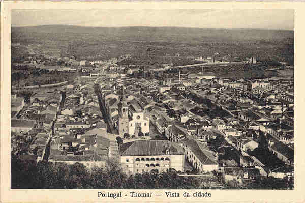 N 14 - Portugal-Thomar  Vista da cidade - Edio da Loja do Barateiro - SD -  Dim. 9x14 cm - Col. Jaime da Silva (Circulado em 1928)