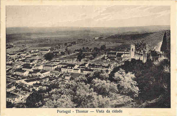 N 15 - Portugal-Thomar  Vista da cidade - Edio da Loja do Barateiro - SD -  Dim. 9x14 cm - Col. Jaime da Silva (Circulado em 1928)
