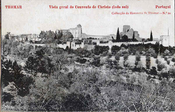N 20 - Vista Geral do Convento de Cristo (lado Sul) - Colleco da Havaneza de Thomar - 14x8,8 cm -  Col. A. Monge da Silva (cerca de 1905)
