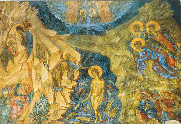 A 59 - GRCIA  MISTRAS O Baptismo de Cristo (fresco) - Ed. HAITALIS,13, ASTROUS STR.,13121 ATENAS, TEL.:210 5766883 - SD - Dim.16,1x11 cm - Col. Ftima Bia (2007)
