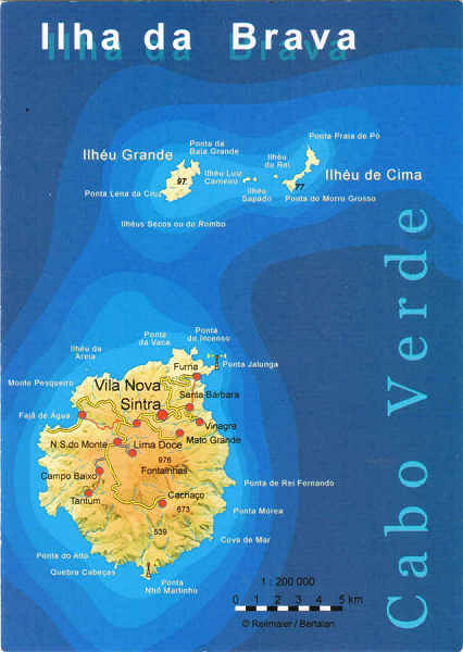 Mapa - BR Cabo Verde Ilha da Brava - Ed. PiLu Bela Vista - tel +238 2324267 - Cartografia: Dr. Pitt Reitmaier www.bela-vista.net - SD - Dim. 10,5x14,8 cm - Col. Manuel Bia (2011)