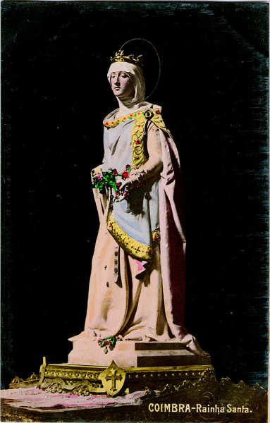 SN - Rainha Santa - Plat. esmalte color. P. Borges, Coimbra - Dim. 140x85 mm - Col. A. Monge da Silva (cerca de 1905)