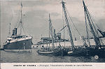 N 1497 - Transatlantico atracado no Caes d'Alcantara - Edio F.A.Martins, Lisboa - Dim. 138x90 mm - Usado em 1909 - Col. A. Monge da Silva (cerca de 1905)