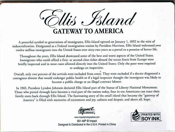 Pasta postal 12 POSTCARDS - Ellis Island GATEWAY TO AMERICA - Ed. Made Exclusively for the Ellis Island Museum Store - SD - Dim. 12,3x16,7 cm - Col. Ftima Manuela Bia (2011)