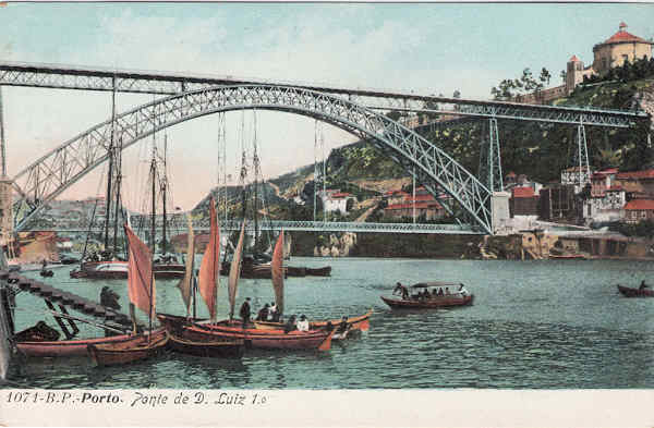 N 1071 - Ponte D. Luiz 1 - Editor B.P. - Dim. 137x89 mm - Col. A. Monge da Silva (c. 1905)