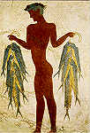 B 662 - Grcia SANTORINI  Fresco do Pescador. C. 1500 a.c. Museu Nacional Arqueolgico d'Atenas - EDITIONS HAITALIS, 13, ASTROUS STR., 13121 ATHENS, TEL: 210 5766883 - SD - Dim. 11x16,1 cm - Col. Ftima Bia (2007)