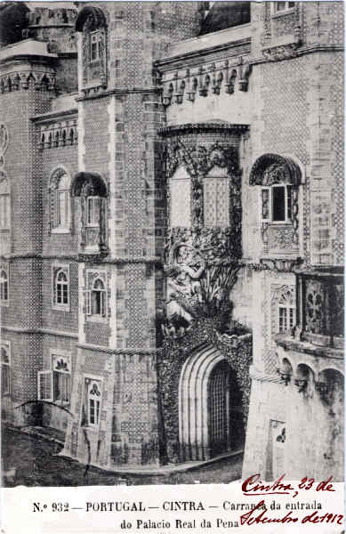 N 932 - Carranca da entrada do Palacio Real da Pena - Edio Martins & Silva, P Lus de Cames 35, Lisboa - Dim. 141x91 mm - Carimbo Postal 08OUT1912 - Col. A. Monge da Silva (anterior a 1910)