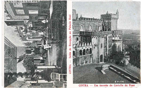 SN - Salo de Recepo ao Palacio Real e um torreo do Castello da Pena - Edio da Trinacria "B.T.", Lisboa - Dim. 140x88 mm - Col. A. Monge da Silva (anterior a 1910)