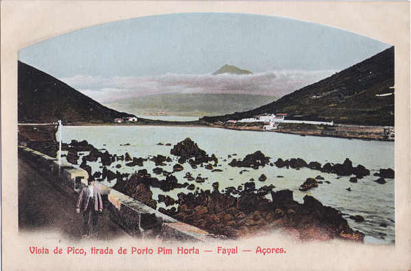 SN - Vista do Pico tirada do Porto Pim na Horta - Editor desc - Dim. 140x92 mm - Col. A. Monge da Silva (c. 1910)